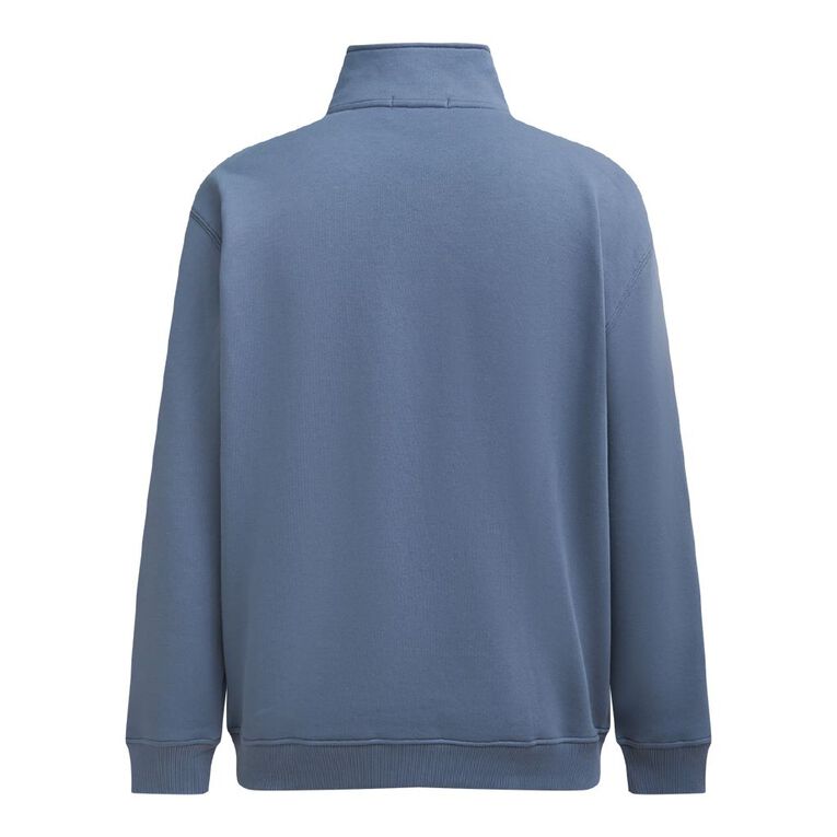 H&H Men's QTR Zip Heavyweight Sweat, Blue Mid, hi-res