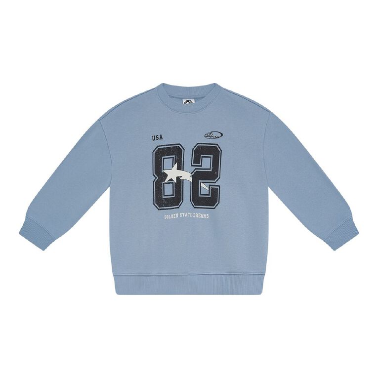 Young Original Printed Crew Sweat, Blue Light, hi-res