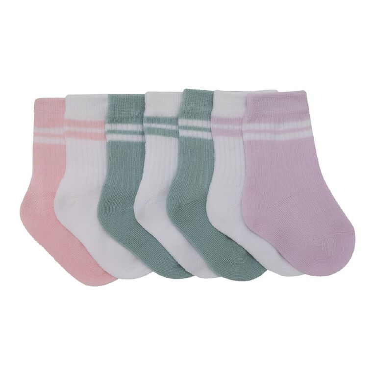 H&H Infants' Grib Rib Crew Socks 7 Pack, Purple Light, hi-res