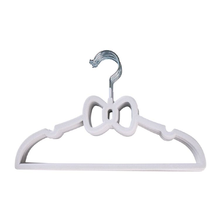 Living & Co Kids Flocked Coat Hangers White 10 Pack, , hi-res