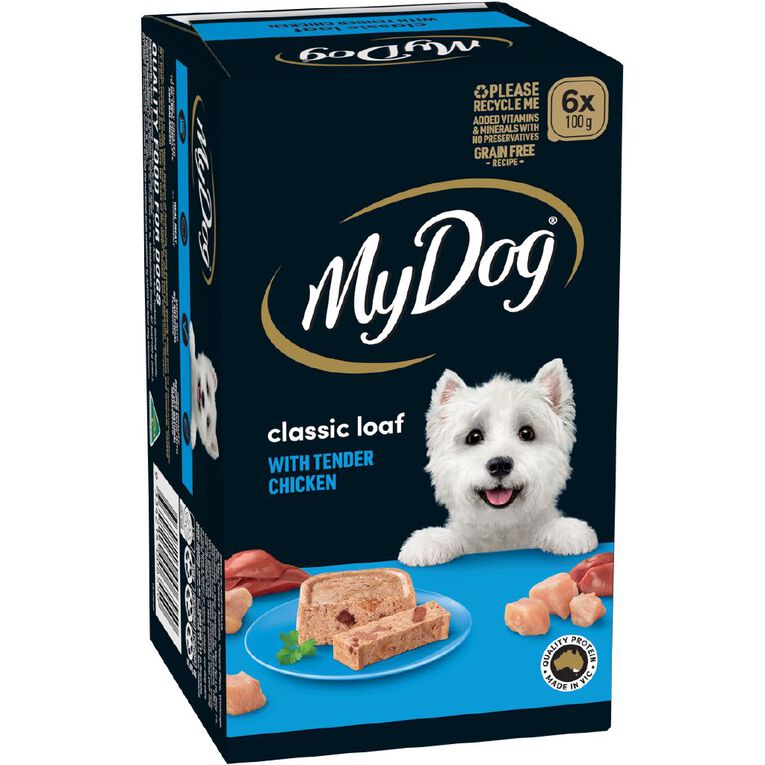 My Dog Chicken Supreme Meaty Loaf Wet Dog Food Trays 6 Pack 100g, , hi-res
