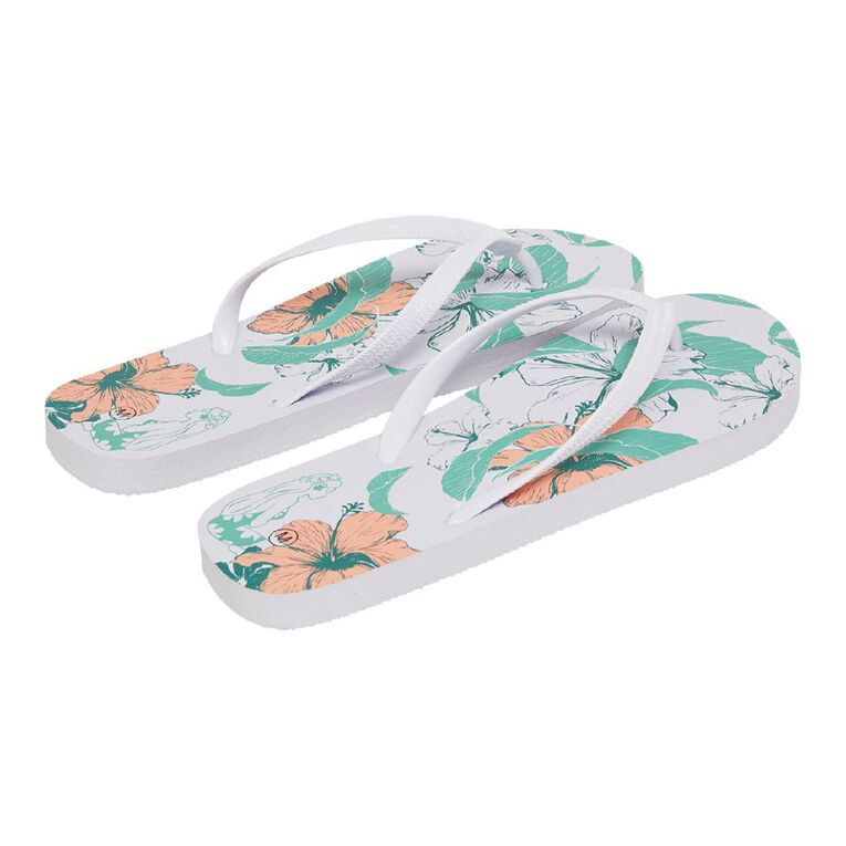 H&H Women's Printed Jandals, Green, hi-res