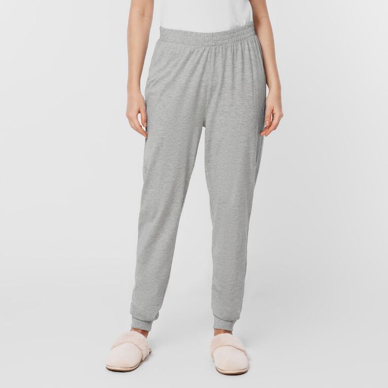 H&H Women's Knitted Cuffed Pyjama Pants, Grey Marle, hi-res
