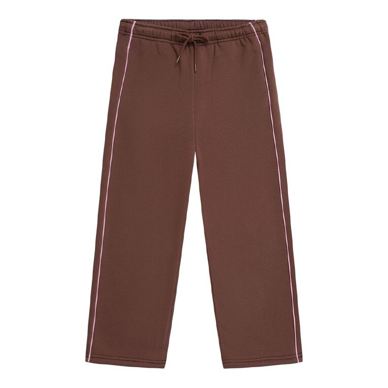 Young Original Piping Wide Leg Trackpants, Brown Dark, hi-res