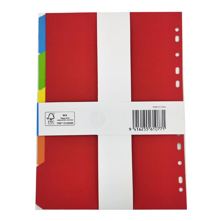 WS Dividers Cardboard 5 Tab Multi-Coloured A4, , hi-res