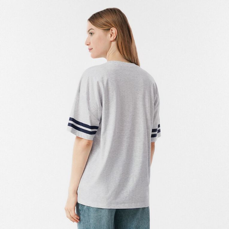 H&H Women's Short Sleeve Boyfriend Graphic Tee, Grey Mid, hi-res