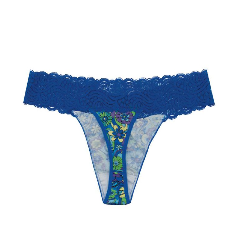 Tradie Women's Lace Waist G-String 2 Pack, Blue Mid, hi-res
