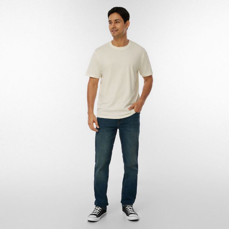 H&H Men's Regular Fit Crew Neck Tee, Cream, hi-res