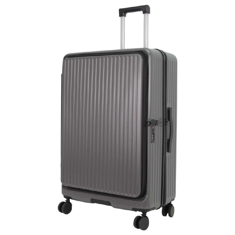 Wander Hard Textured Checked Suitcase with Dual Open, , hi-res