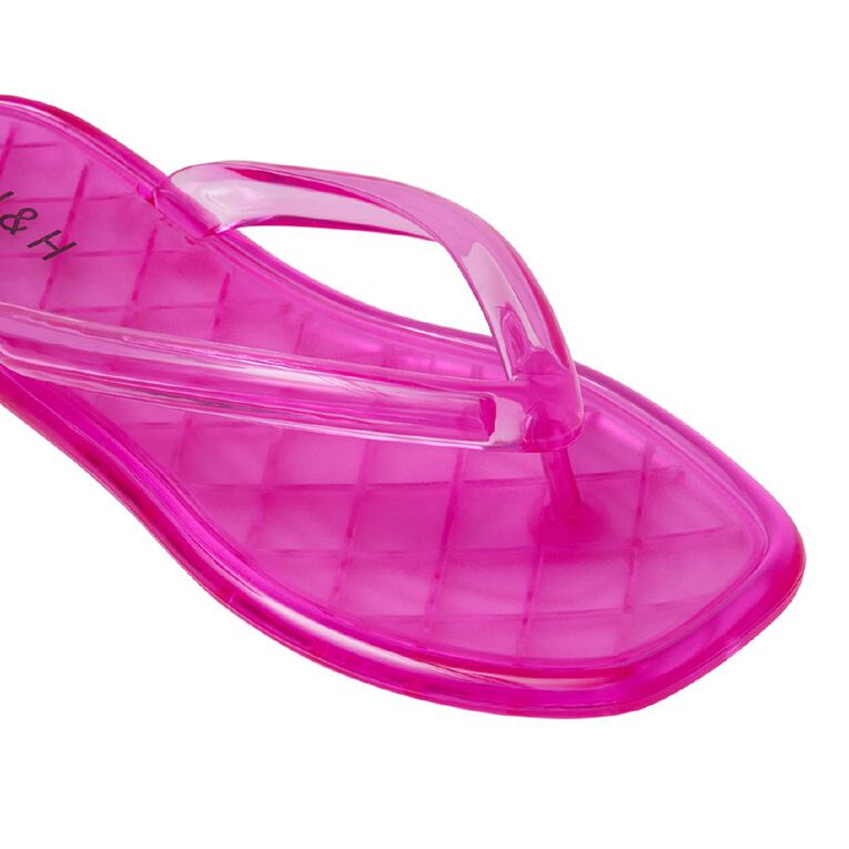 H&H Women's Coloured Jelly Beach Thongs, Magenta, hi-res