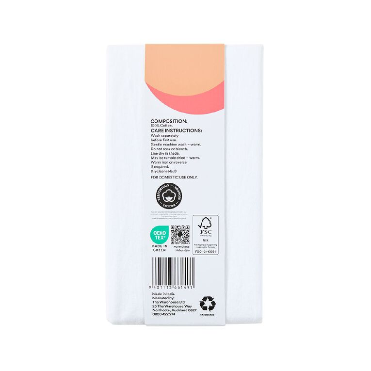 Living & Co Pillowcase U-Shape Washed Cotton White One Size, , hi-res