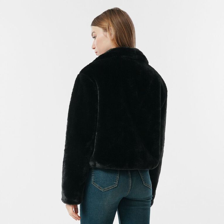 H&H Women's Faux Fur Jacket, Black, hi-res