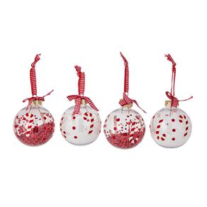 Wonderland Joyful Tidings Snowy Christmas Baubles 8cm 4 Pack