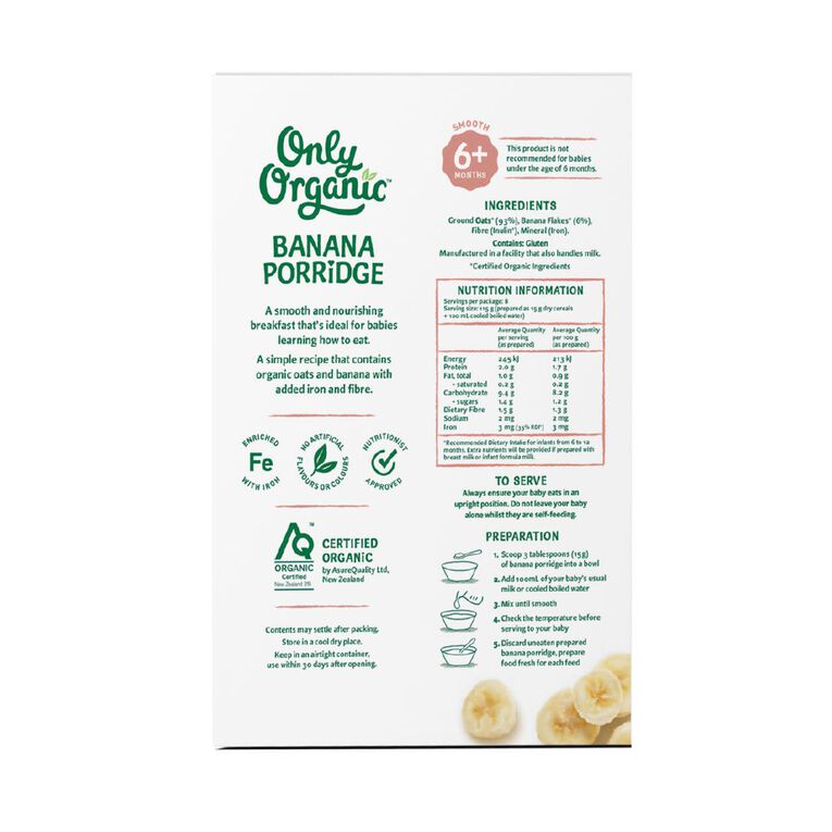 Only Organic Banana Porridge 6+ Months, , hi-res