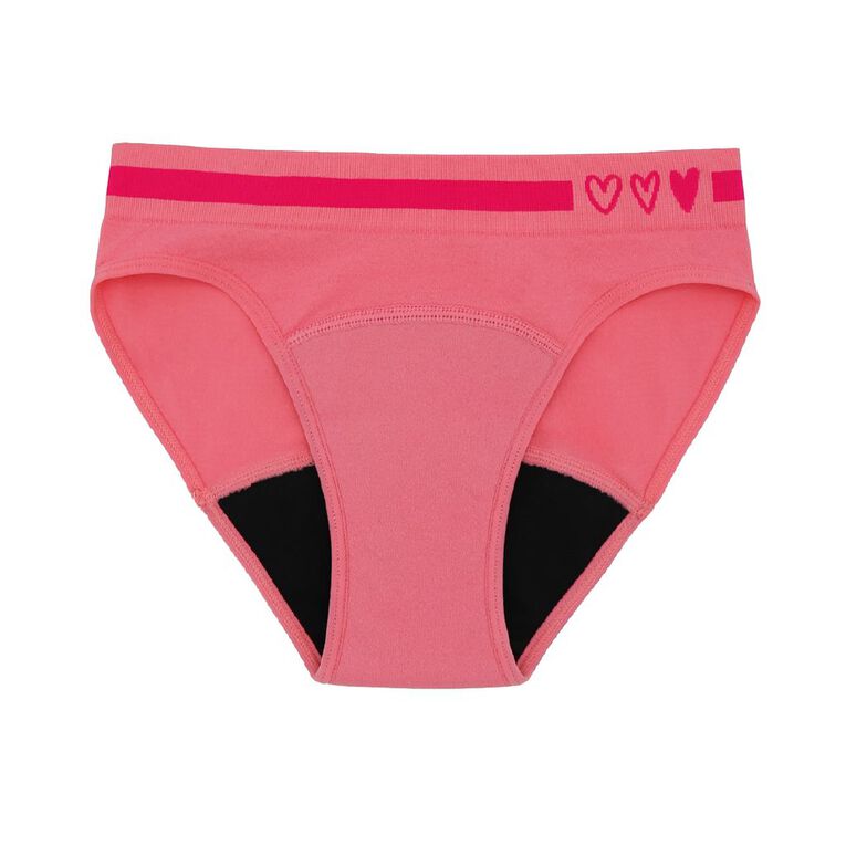 Love Luna Teen First Period Seamfree Bikini Briefs 2 Pack, Black/Pink, hi-res
