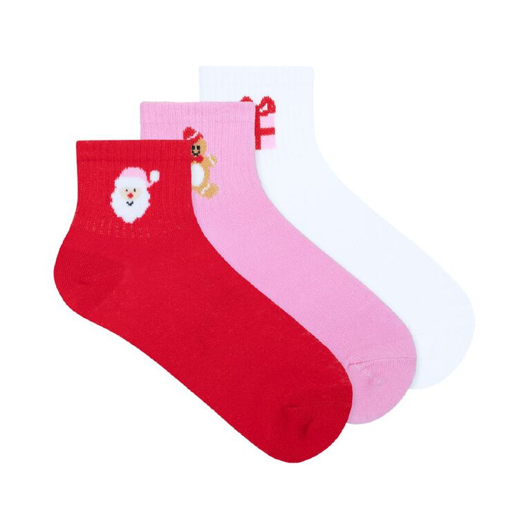 Underworks Ribbed Christmas Socks 1 Pack, Red, hi-res