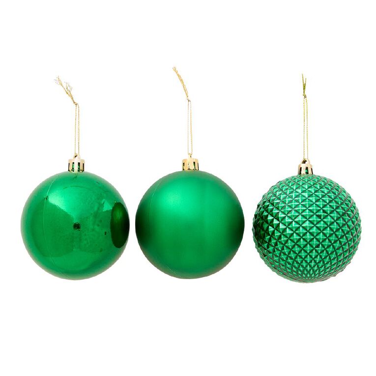 Wonderland Christmas Baubles 8cm Green 8 Pack, , hi-res