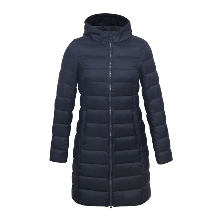Active Intent Women's Longline Puffer Jackets Black The Warehouse