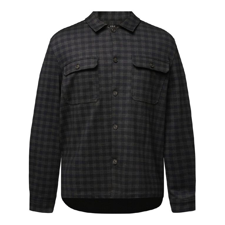 H&H Men's Ponte Shacket, Black, hi-res
