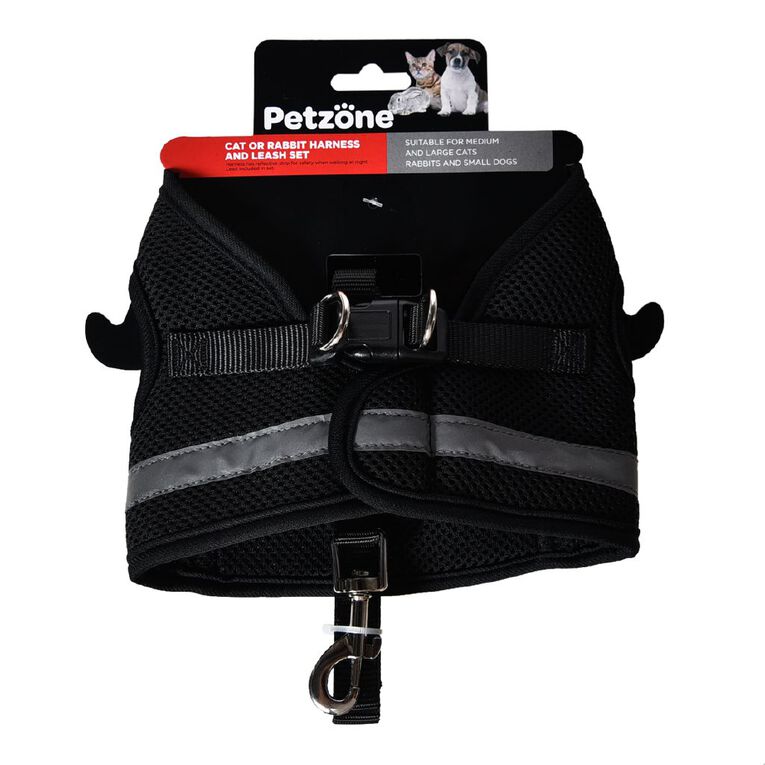 Petzone Cat/Rabbit Harness And Leash Set# Black, , hi-res