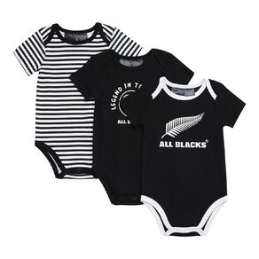 All Blacks Babies' Short Sleeve Printed Bodysuit 3 Pack