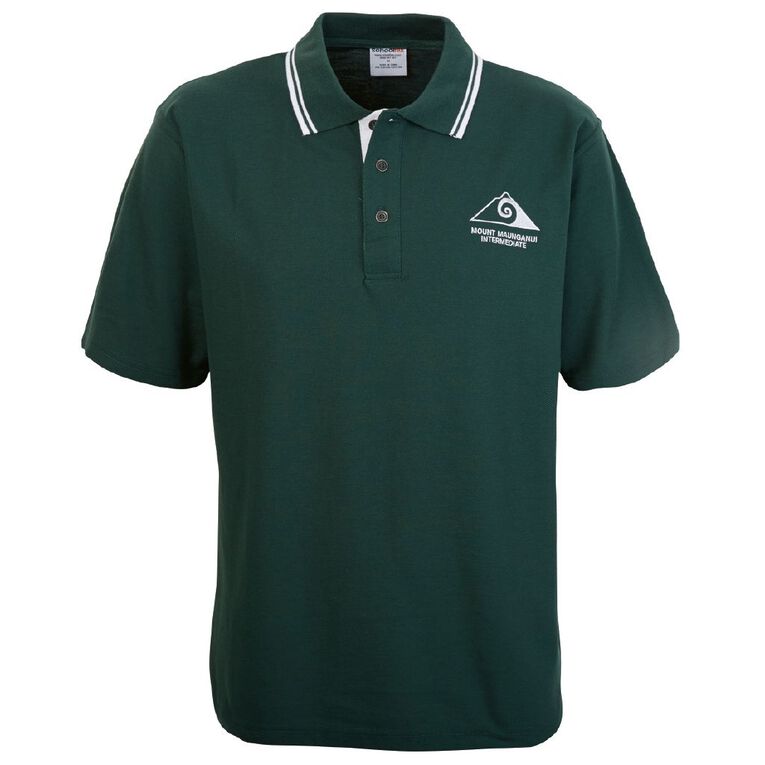 Schooltex Mt Maunganui Intermediate Short Sleeve Polo with Embroidery, Bottle/White, hi-res