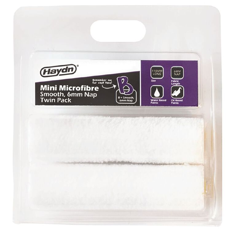 Haydn 110mm Mini Microfibre 6mm Sleeve Twin Pack, , hi-res
