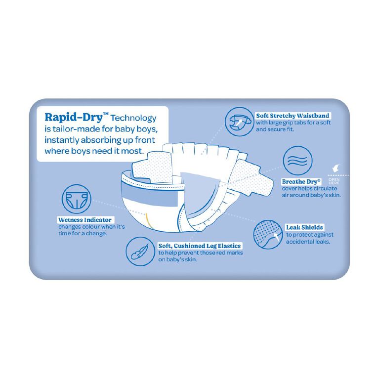 Huggies Boys' Convenience Nappy Toddler Size 4 10-15kg 18 Pack, , hi-res