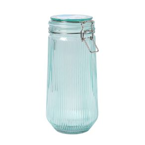 Living & Co Glass Canister Ribbed 1400ml Blue