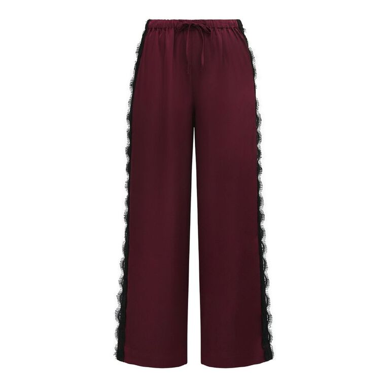 H&H Women's Event Satin Pants with Lace, Red Dark, hi-res