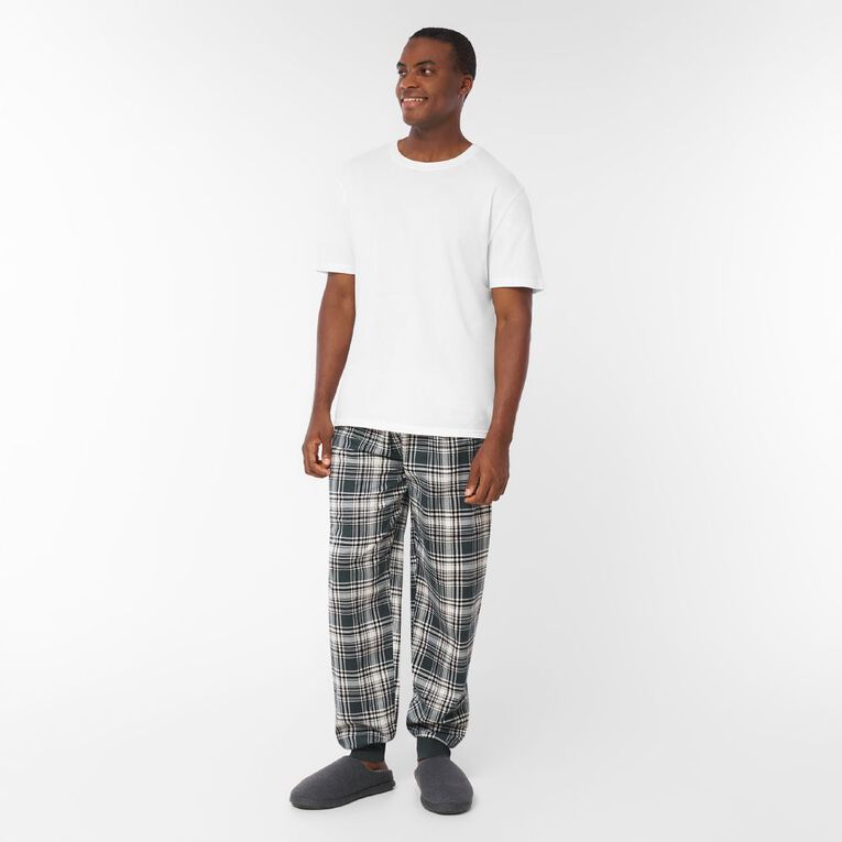 H&H Men's Flanelette Cuffed Pyjama Pants, Grey Dark, hi-res