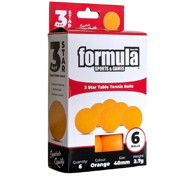 Formula Sports Table Tennis Balls 3 Star 6 Pack, , hi-res