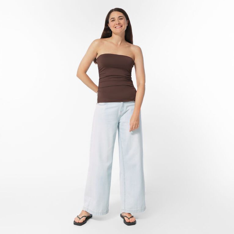 Garage Women's Contour Ruched Bandeau, Brown Dark, hi-res