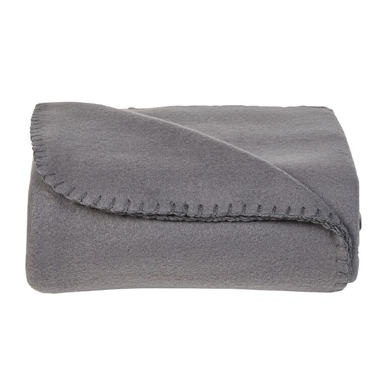 Living & Co Polar Fleece Throw Charcoal 127cm x 152cm, , hi-res