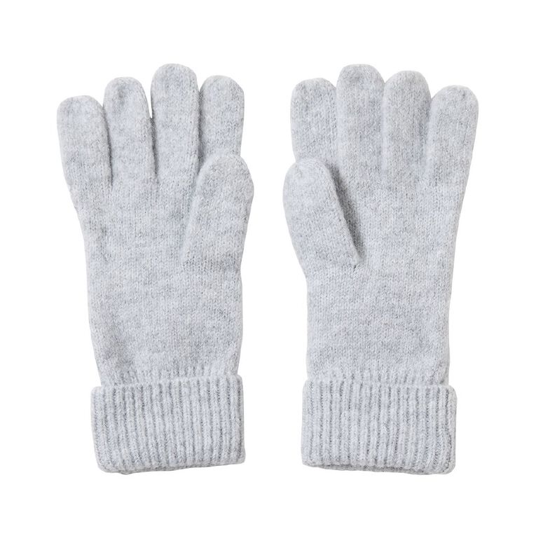 H&H Women's Cable Pom Gloves, Grey Mid, hi-res