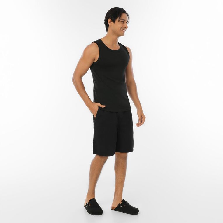 H&H Men's Plain Singlet, Black, hi-res
