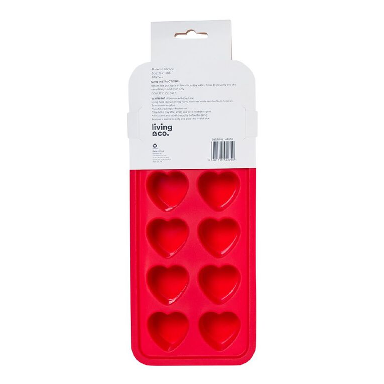 Living & Co Heart Shaped Ice Tray Red, , hi-res