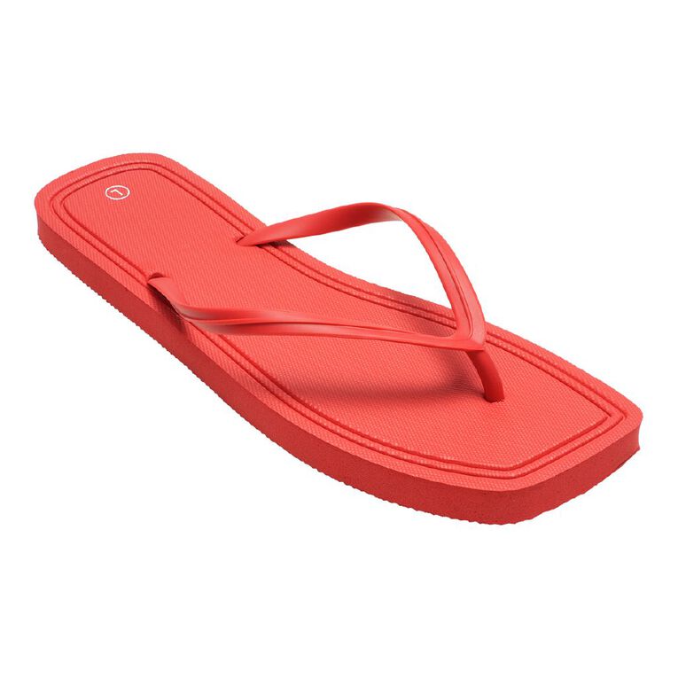 H&H Women's Square Toe Plain Jandals, Red, hi-res