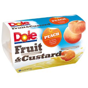 Dole Fruit & Custard Peach In Vanilla Flavoured Custard 123g 4 Pack