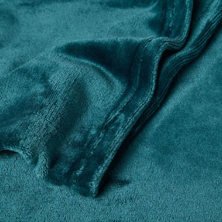 Living & Co Ultra Soft Plush Blanket Teal Queen, , hi-res