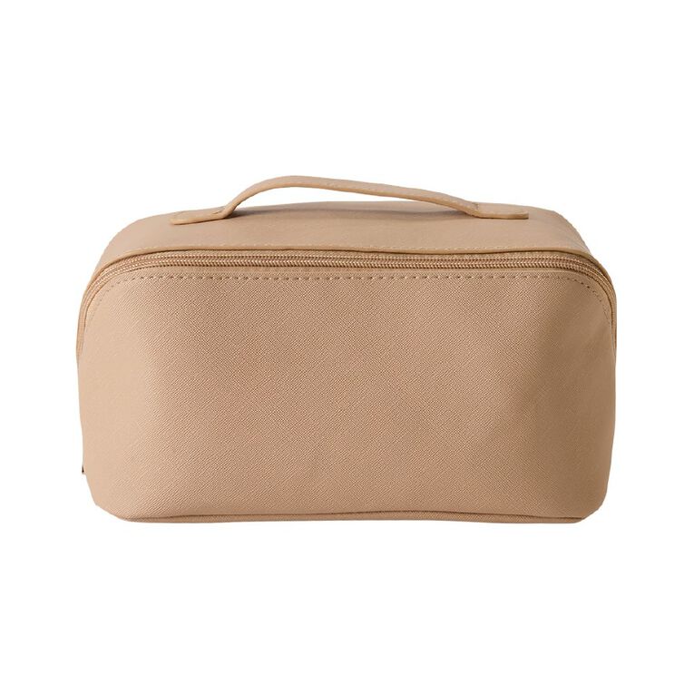 Poppi Zip Open PU Cosmetic Bag Tan, , hi-res