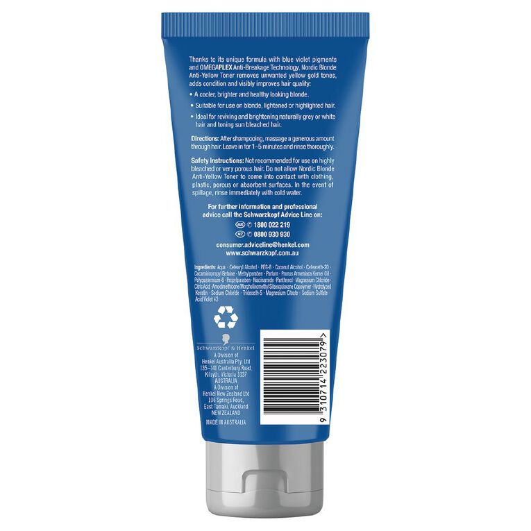 Schwarzkopf Nordic Anti Yellow Toner 200ml, , hi-res