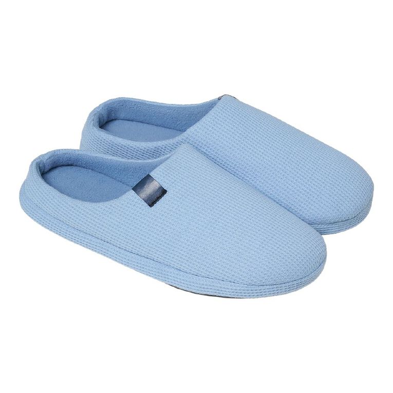 H&H Men's Waffle Scuff Slippers, Blue, hi-res