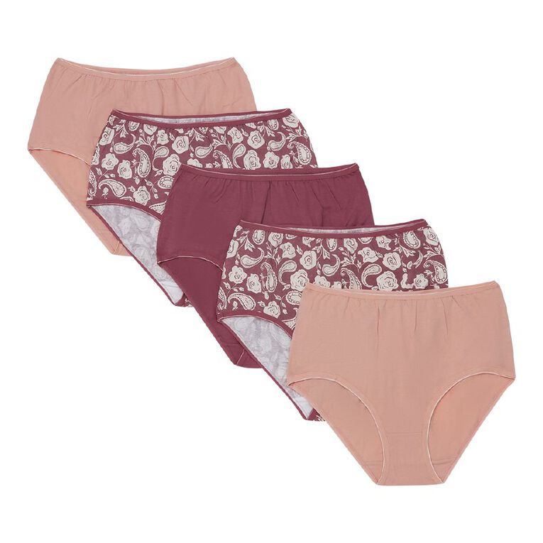H&H Women's Full Briefs 5 Pack, Pink Mid, hi-res