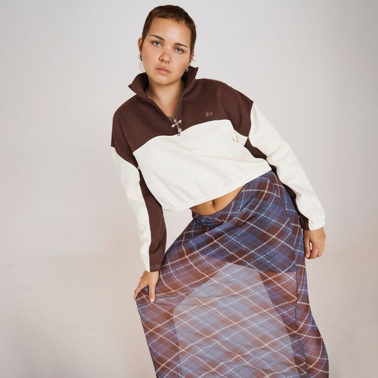 BRDRLESS Sienna Mesh Maxi Skirt, Brown Dark, hi-res
