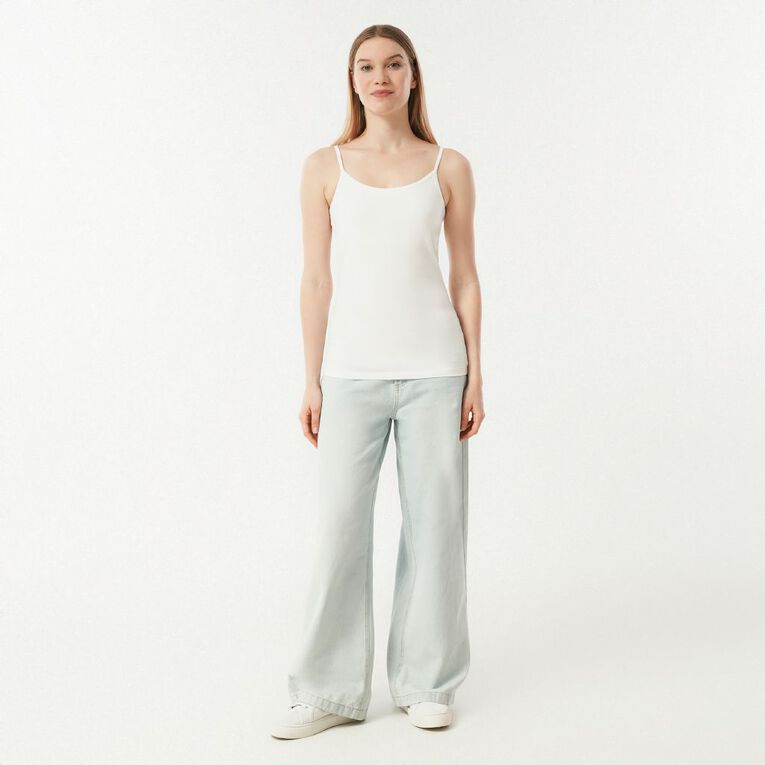H&H Women's Essential Stretch Shelf Bra Cami, White, hi-res