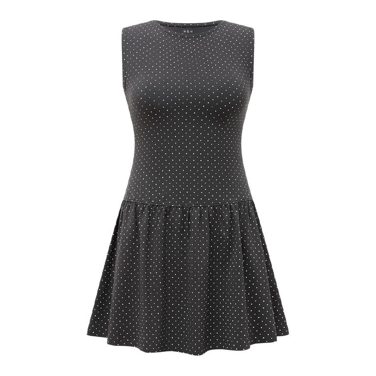 H&H Women's Boatneck Ruffle Hem Teried Mini, Grey Dark, hi-res