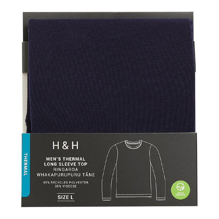 H&H Men's Long Sleeve Thermal Top, Blue Dark, hi-res