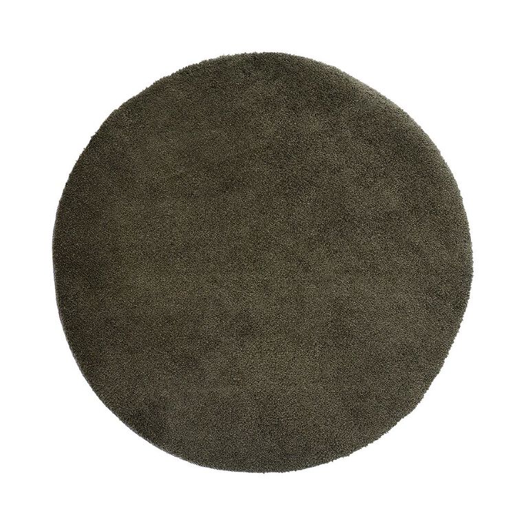 Living & Co Rug Faux Fur Round Green Dark 120cm, , hi-res