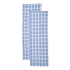 Living & Co Tea Towel Check Blue 2 Pack